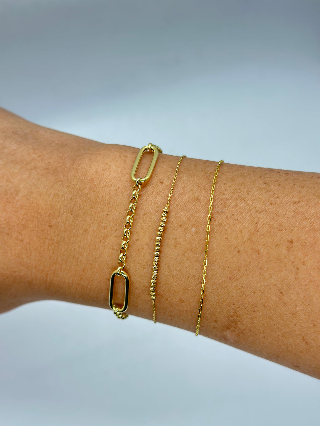 14K Gold Rolo and Paperclip Style Bracelet