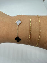 Load image into Gallery viewer, 14K Gold Mother of Pearl &amp; Clover Bracelet
